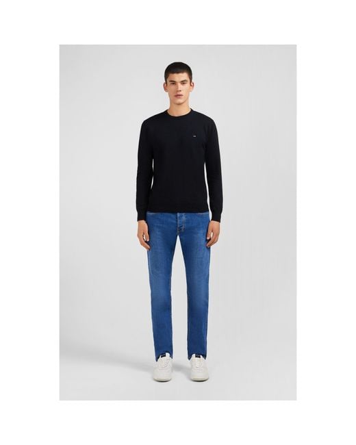 Eden Park Black Crew Cotton Jumper for men