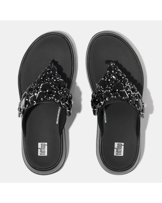 Fitflop Black Fit Flop F-Mode Jewel-Deluxe Flatform Sandals