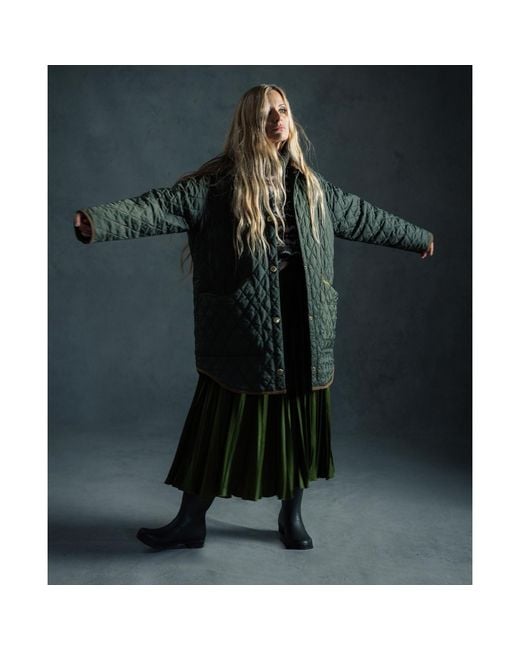 Barbour Green Liddesdale 30Th Anniversary Diamond Quilted Oversized Quilted Jacket