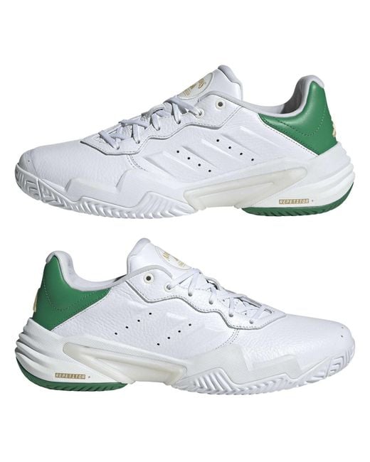 Adidas White Barricade 13 Leather Tennis Shoes for men