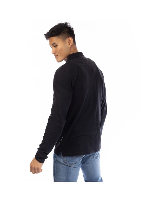 Peter Werth Black Albery Long Sleeve Polo Shirt for men
