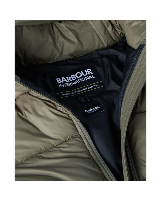 Barbour Green Olivios Hooded Long Sleeve Full Zip Short Puffer Jacket