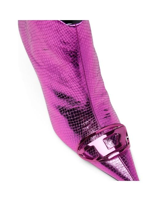 DIESEL Purple Dvnus 3-Inch Block Heel Ankle Boots