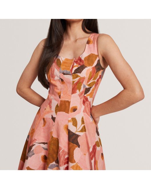 Ted Baker Orange Print Midi Boho Dress