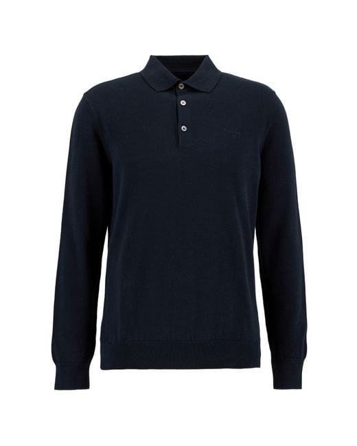Barbour Blue Knitted Polo for men