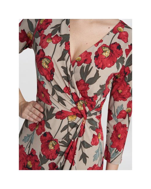 Gina Bacconi Red Cassidy Jersey Wrap Dress