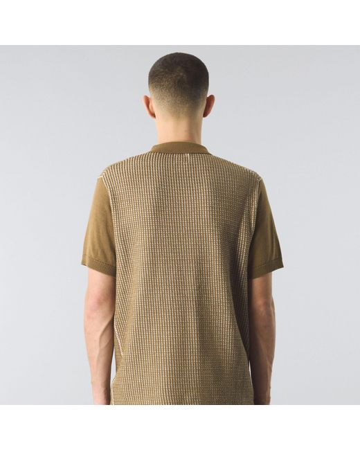 Pretty Green Natural Roxy Knitted Short-Sleeve Polo Shirt for men