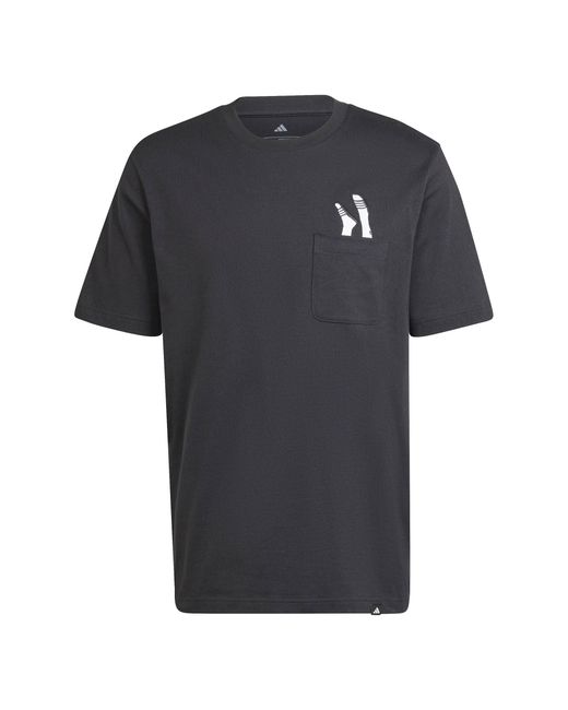 Adidas Black Lounge Slides Graphic Pocket T-Shirt Adults for men
