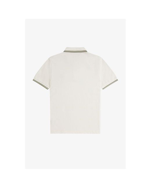 Fred Perry White Short Sleeve Twin Tipped Polo Shirt for men