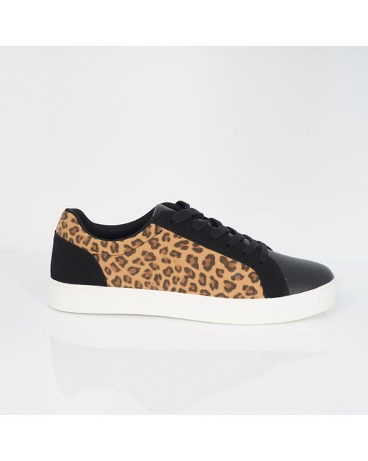Brave Soul Brown Leopard Print Panel Trainers for men