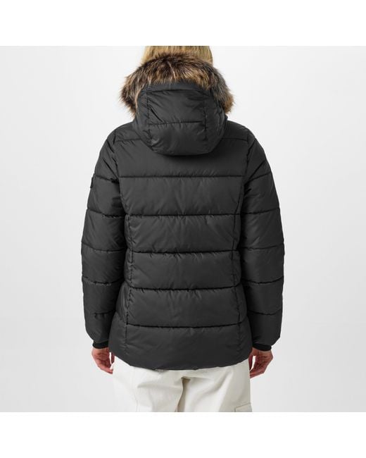 Barbour Black Midhurst Quilted Faux Fur Hood Short Puffer Jacket