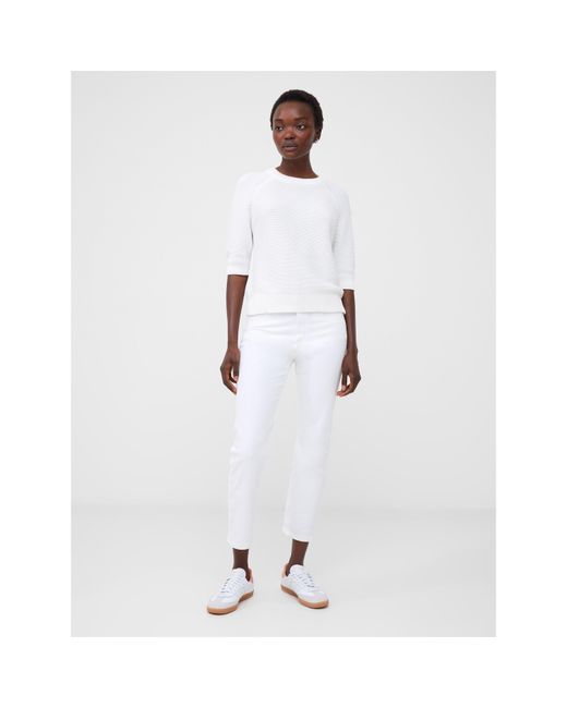 French Connection White Lilly Mozart Short-Sleeve Knitted Top