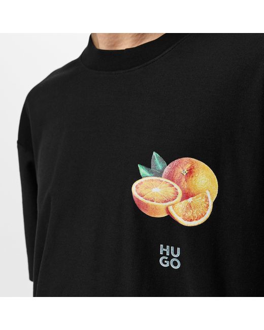 HUGO Black Dartiee Cotton T-Shirt for men