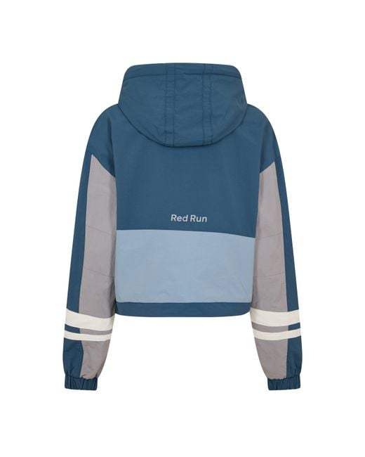 Red Run Blue Hooded Nylon Track Jacket