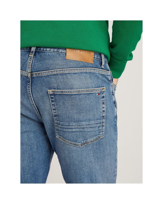 Tommy Hilfiger Blue Denton Whiskered Straight Leg Jeans for men