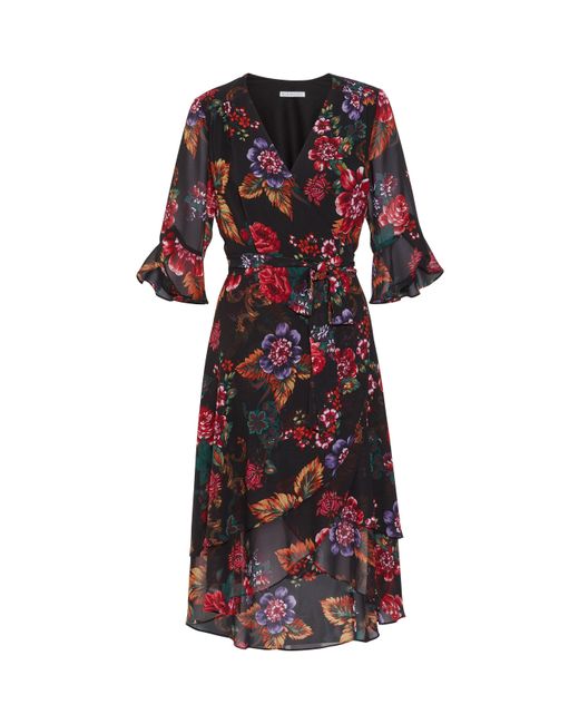 Gina Bacconi Red Marilene Chiffon Dress