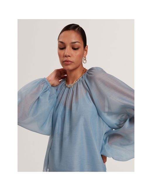 Ted Baker Blue Puff Sleeve Long Blouse