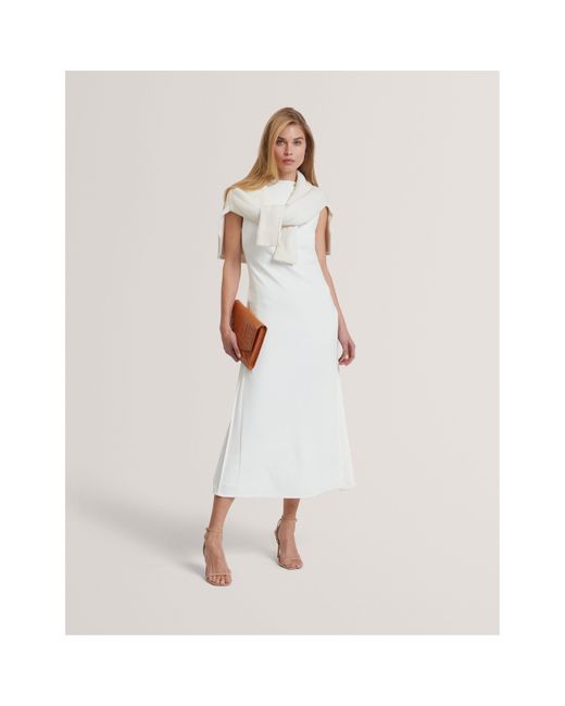 Ted Baker White Sleeveless Midi Tea Dress