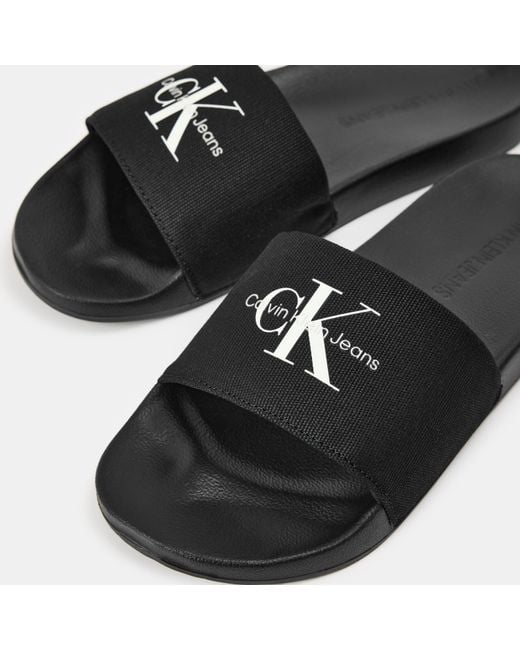 Calvin Klein Black Logo Sliders