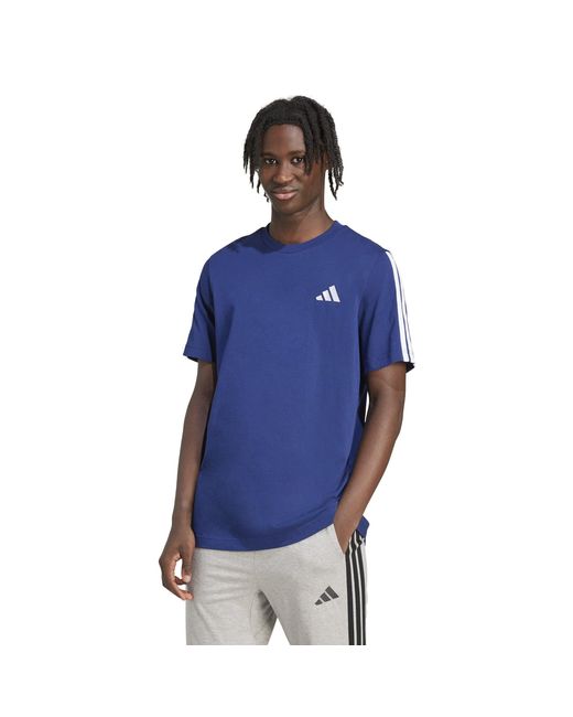 Adidas Blue Essentials 3-Stripes T-Shirt for men