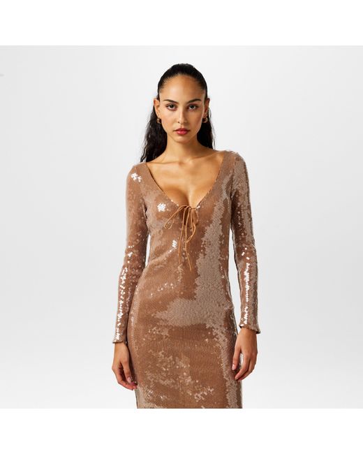bardot nude sequin dress Verona Sequin Dress