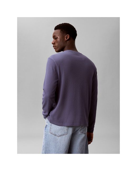 Calvin Klein Purple Waffle Long Sleeve Top for men