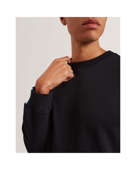 Ted Baker Black Long-Sleeve Crew Tracksuit Top for men