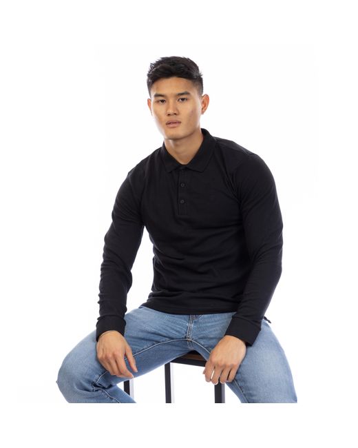 Peter Werth Black Barone Long Sleeve Polo Shirt for men