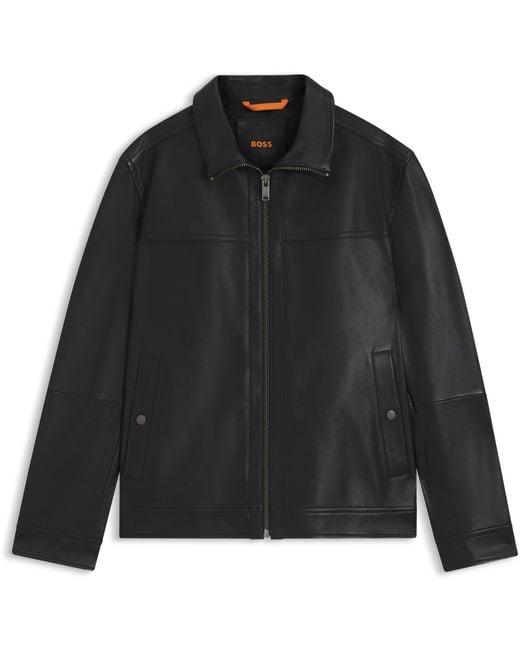 Boss Black Jorest Long Sleeve Leather Jacket for men