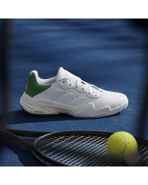 Adidas White Barricade 13 Leather Tennis Shoes for men
