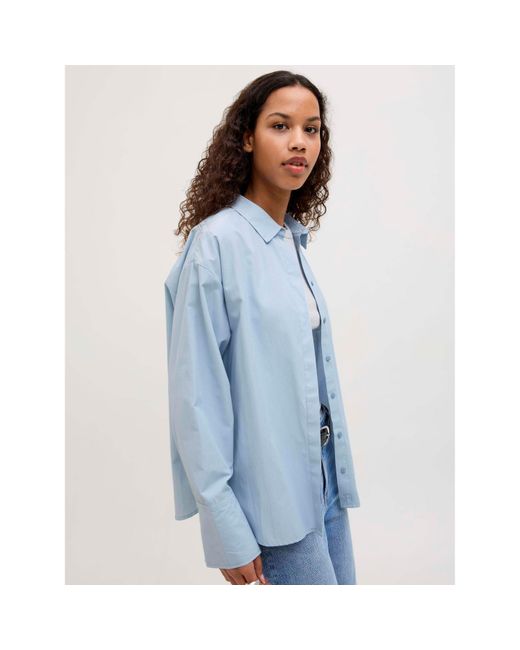 JJXX Blue Caro Poplin Relaxed Shirt Ladies