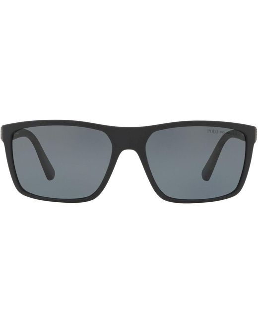 Polo Ralph Lauren Black Rectangle Sunglasses for men