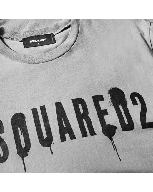 DSquared² Gray Spray Logo T Shirt for men