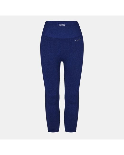 Usa Pro Blue Seamless Capri Cropped Leggings