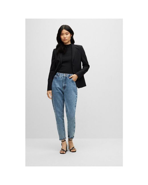 Boss Black Feskies Knitted Slim Fit Mock Neckline Top