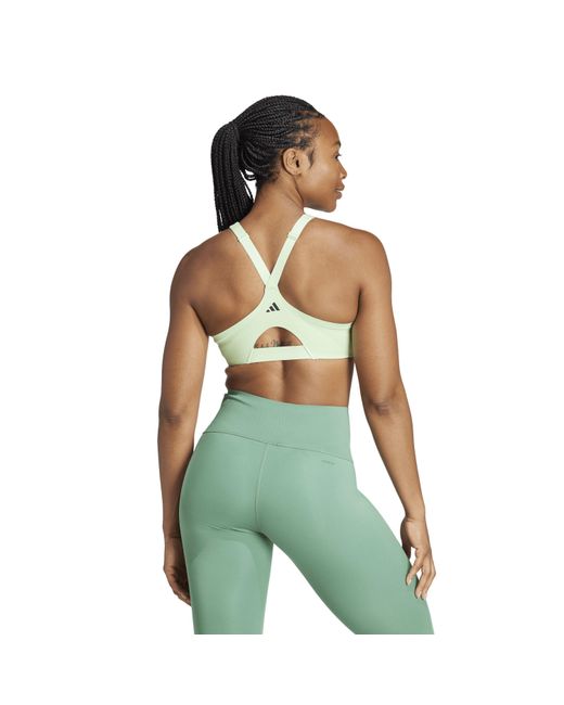 Adidas Green Tlrdim Lux Zipped Non Wired High Impact Sports Bra