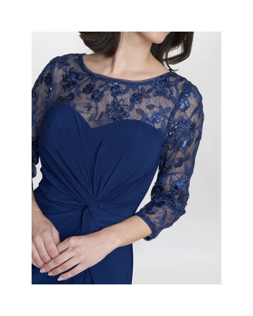 Gina Bacconi Blue Sonia Maxi Knot Front Sweetheart Dress