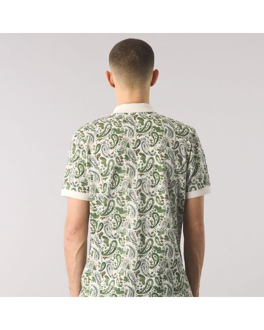 Pretty Green Green Aquarelle Paisley Short-Sleeve Polo Shirt for men