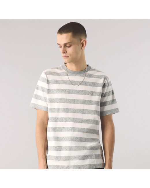 Pretty Green White Eclipse Stripe Regular Fit T-Shirt for men