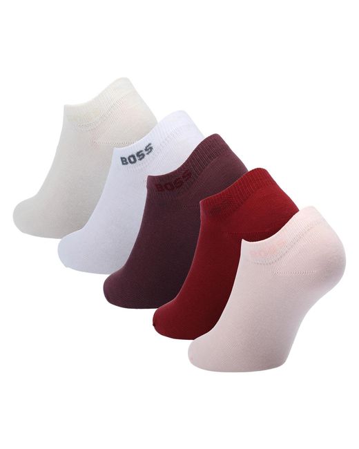 Boss Purple 5 Pack Of Ankle Socks With Logo Details