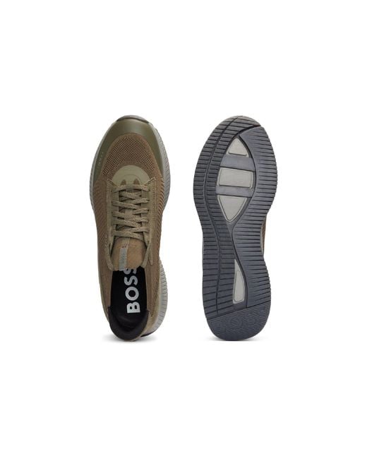 Boss Gray Ttnm Evo Trainers With Signature Detailing for men