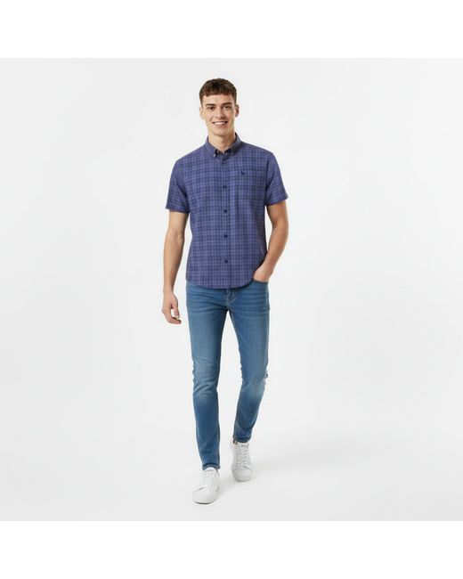 Jack Wills Blue Short Sleeve Check Shirt for men
