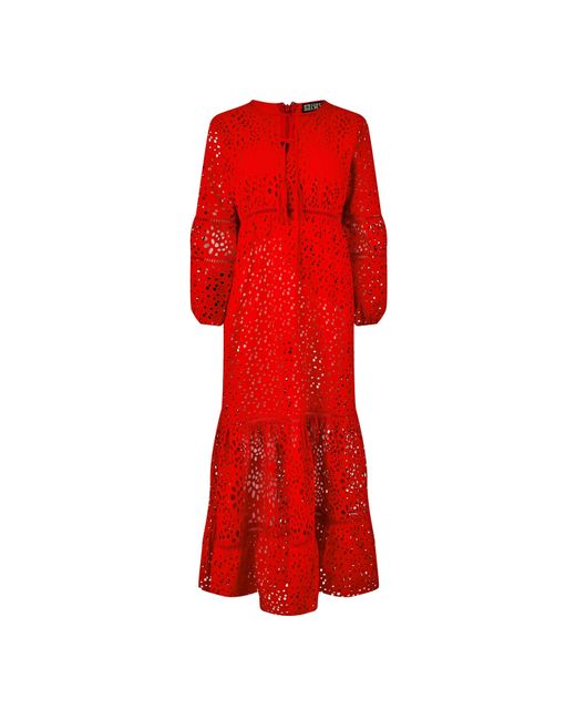 Biba Red Broderie Dress