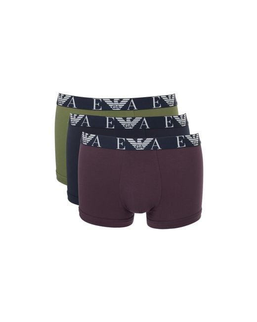 Emporio Armani Blue 3 Pack Logo Trunks for men
