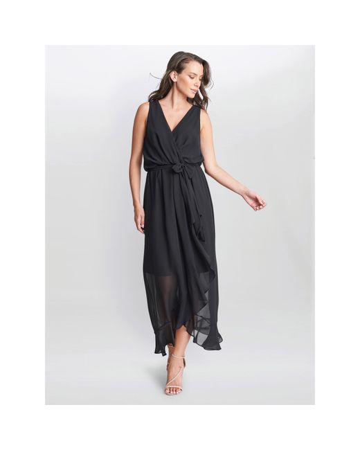 Gina Bacconi Black Imogen Sleevless Wrap Dress