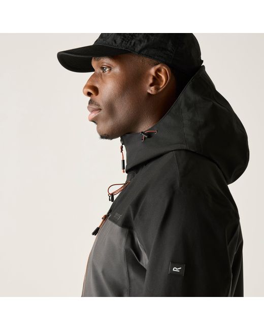 Regatta Black Maland Waterproof Hooded Jacket for men