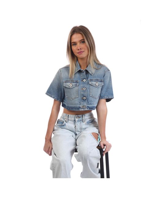 Off-White c/o Virgil Abloh Blue Corporate Cropped Shirt