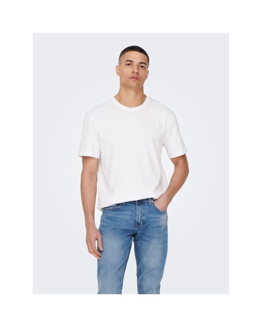 Only & Sons White Max Life Regular Fit Short-Sleeve T-Shirt for men