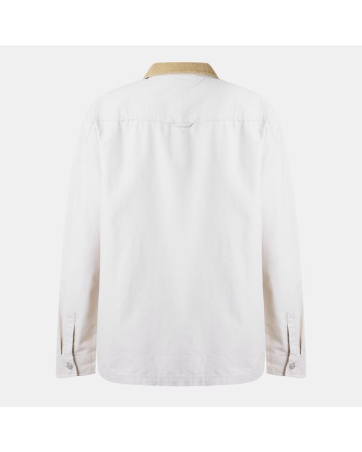 Tommy Hilfiger White Cord Textured Relaxed Fit Overshirt for men