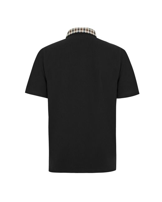 Aquascutum Black Short Sleeve Polo Shirt for men